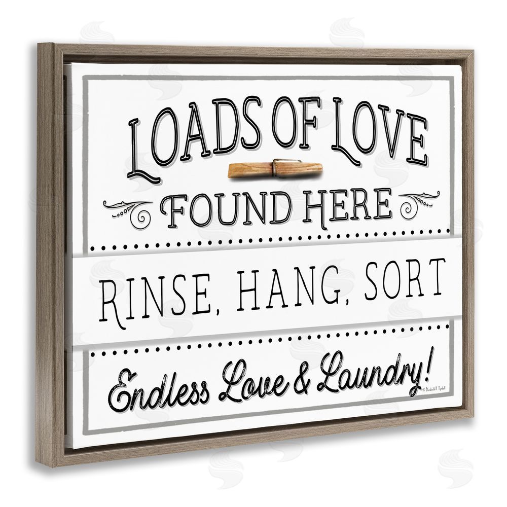 Elizabeth Tyndall Loads of Love Laundry Brown Floating Frame Canvas Wall Art Print