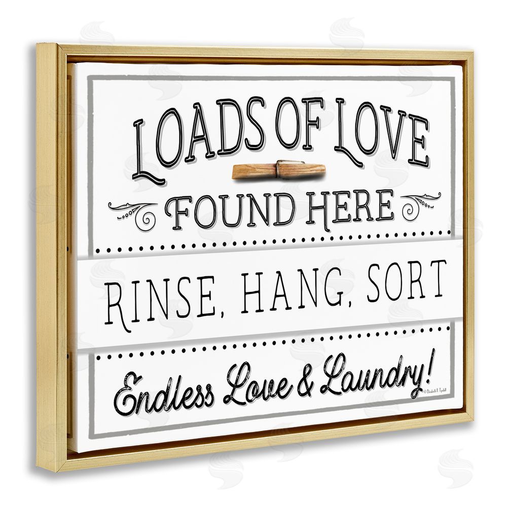 Elizabeth Tyndall Loads of Love Laundry Gold Floating Frame Canvas Wall Art Print