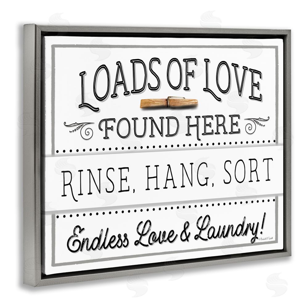 Elizabeth Tyndall Loads of Love Laundry Grey Floating Frame Canvas Wall Art Print