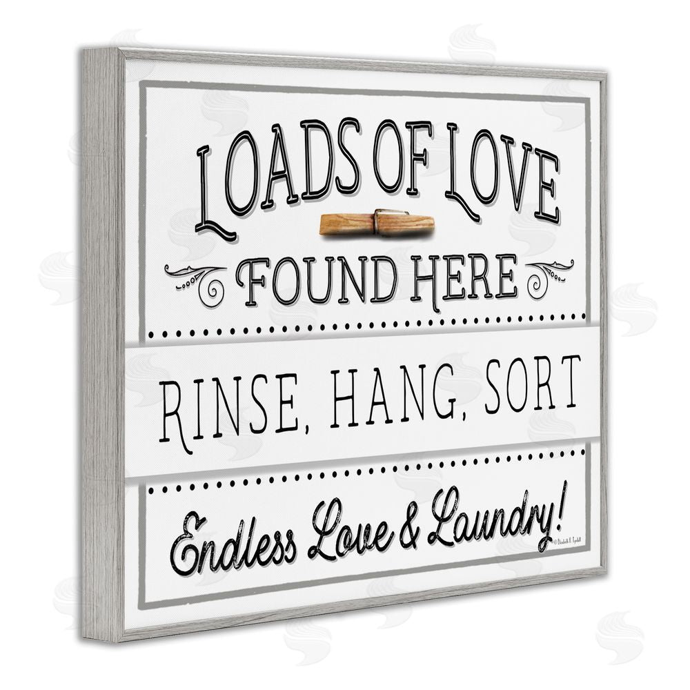 Elizabeth Tyndall Loads of Love Laundry Gray Framed Giclee Wall Art Print