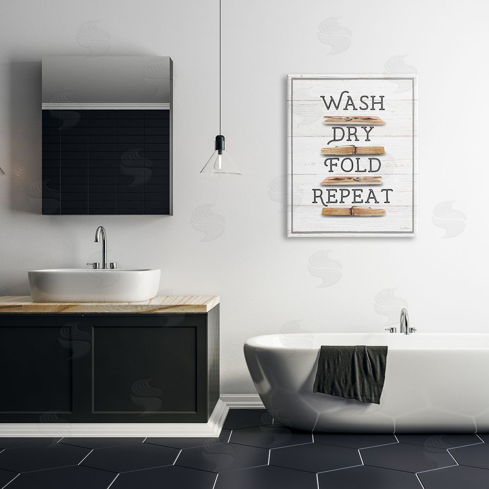 Elizabeth Tyndall Rustic Laundry Phrases Canvas Wall Art Print in Room