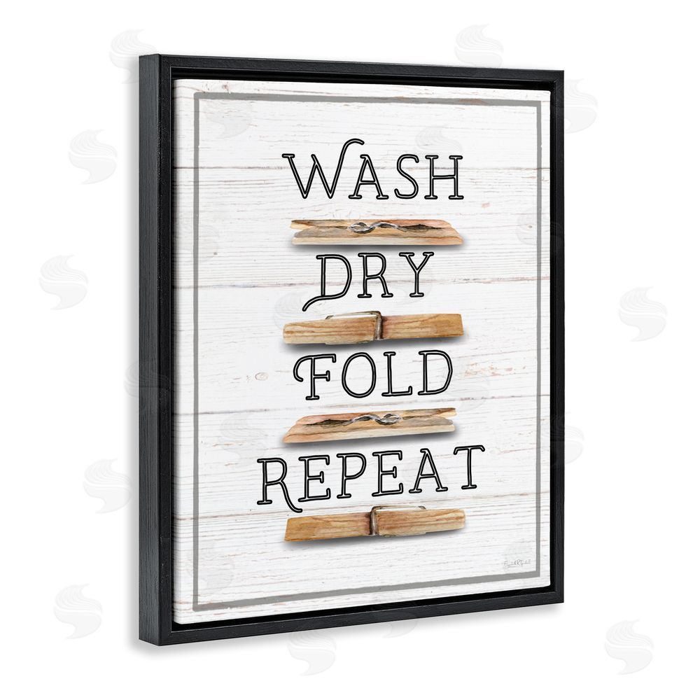 Elizabeth Tyndall Rustic Laundry Phrases Black Floating Frame Canvas Wall Art Print