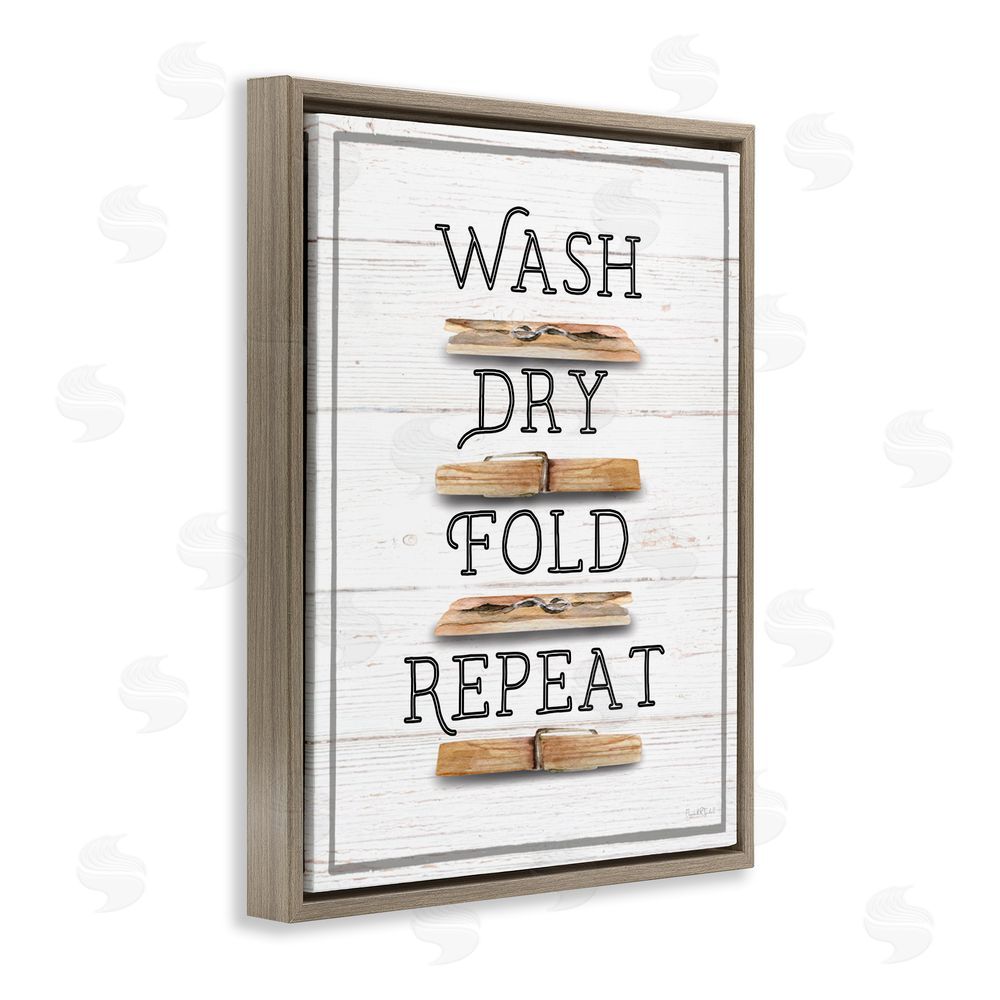 Elizabeth Tyndall Rustic Laundry Phrases Brown Floating Frame Canvas Wall Art Print