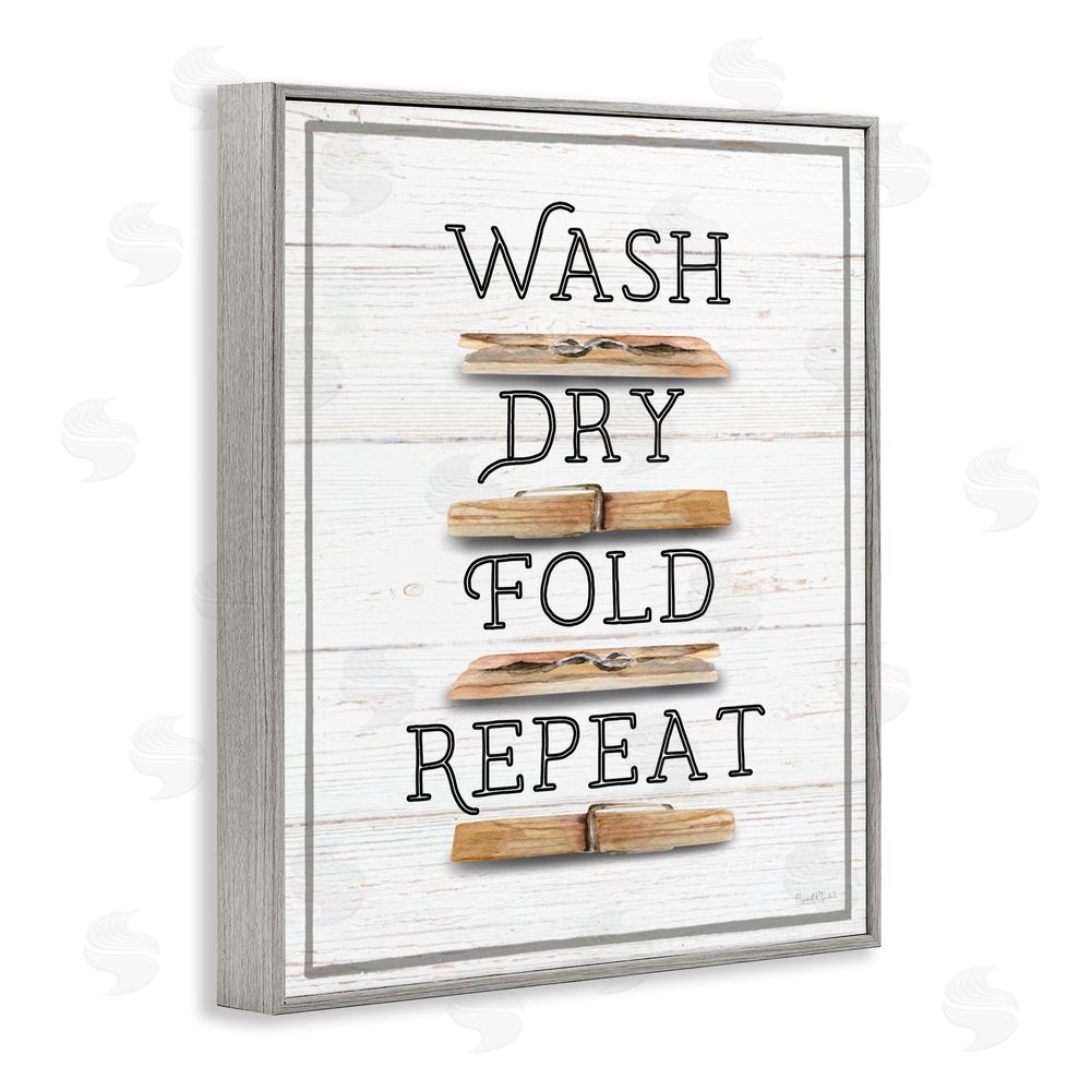 Elizabeth Tyndall Rustic Laundry Phrases Gray Framed Giclee Wall Art Print