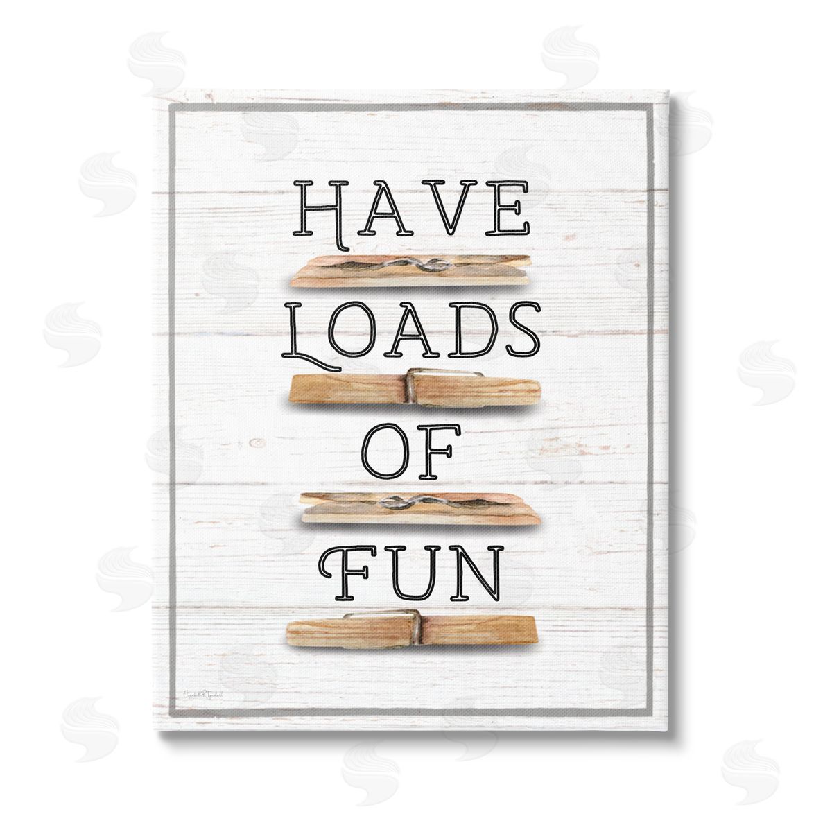 Elizabeth Tyndall Loads of Fun Clothespins Stretched Canvas Wall Art Print