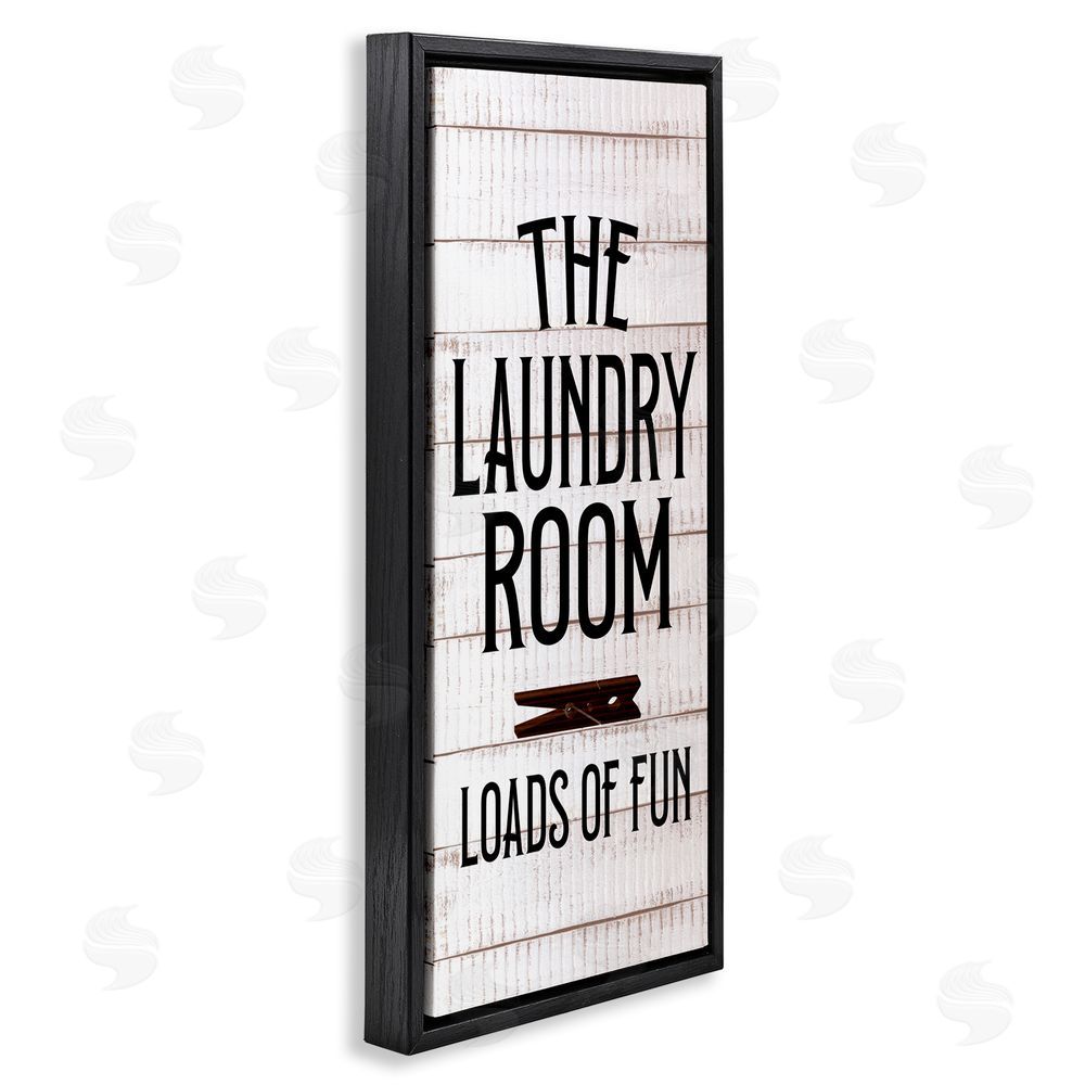 Kim Allen Laundry Room Plank Pattern Black Floating Frame Canvas Wall Art Print