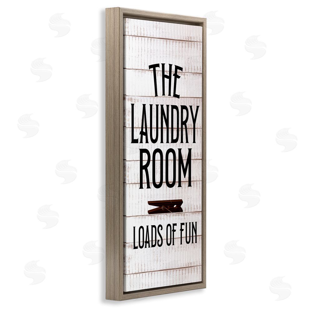 Kim Allen Laundry Room Plank Pattern Brown Floating Frame Canvas Wall Art Print