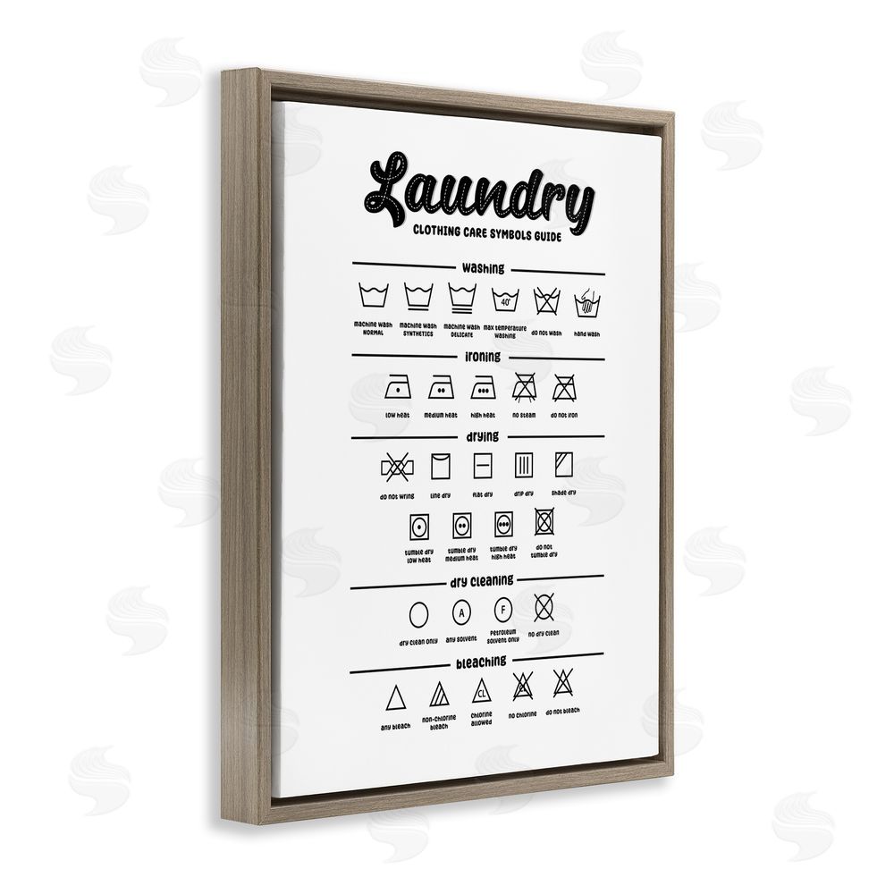 Martina Pavlova Minimal Laundry Symbols Guide Brown Floating Frame Canvas Wall Art Print