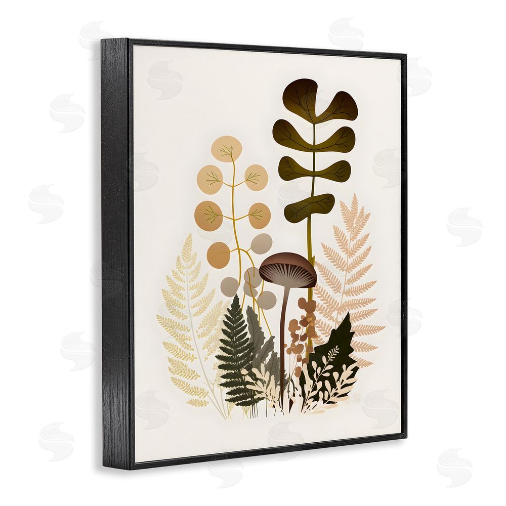 Petal Prints Design Neutral Forest Botanicals Black Framed Giclee Wall Art Print
