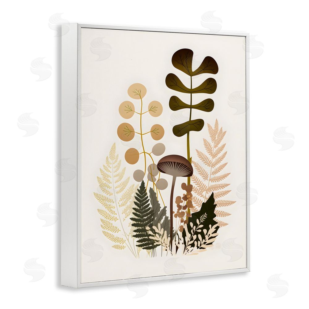 Petal Prints Design Neutral Forest Botanicals White Framed Giclee Wall Art Print