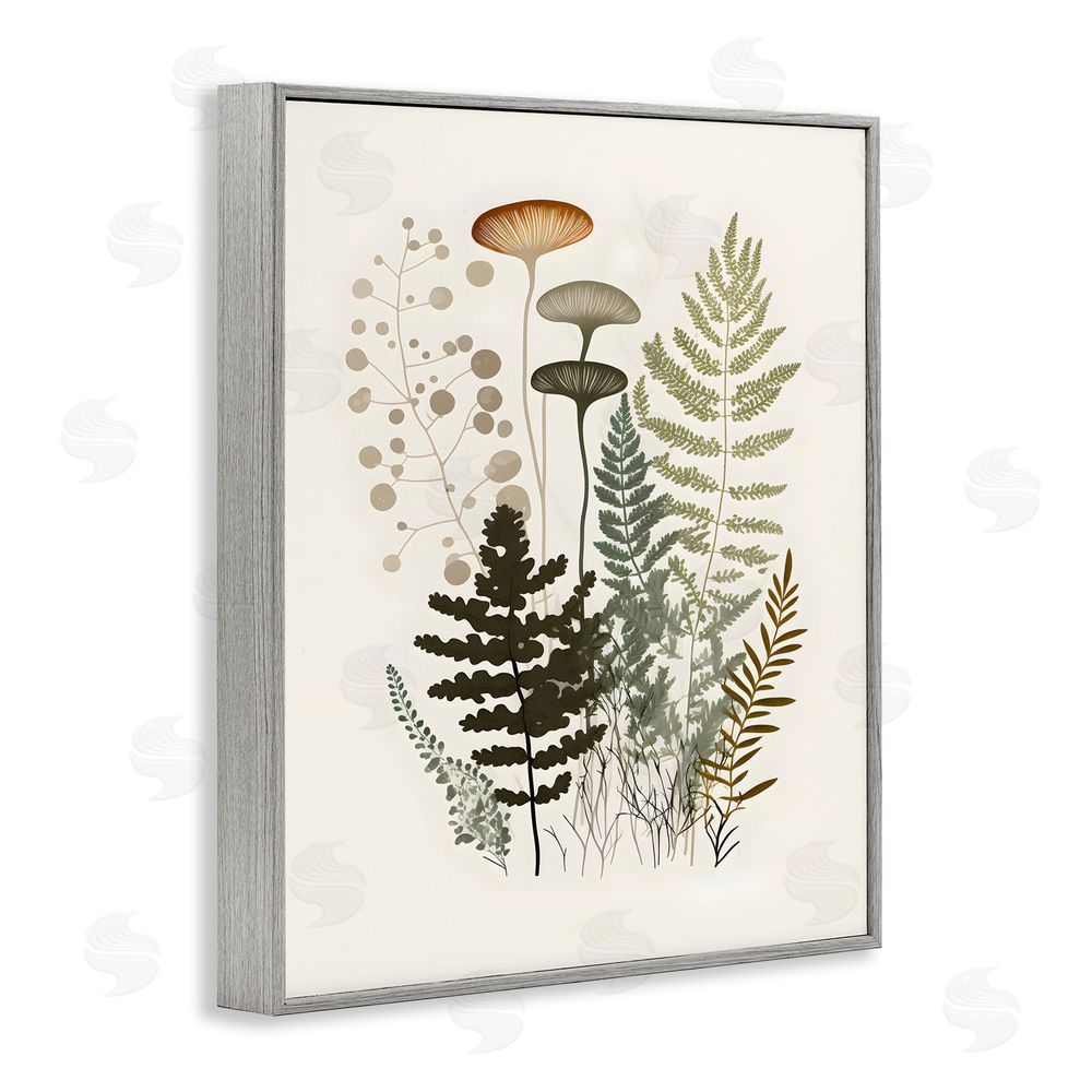 Petal Prints Design Neutral Forest Ferns Gray Framed Giclee Wall Art Print