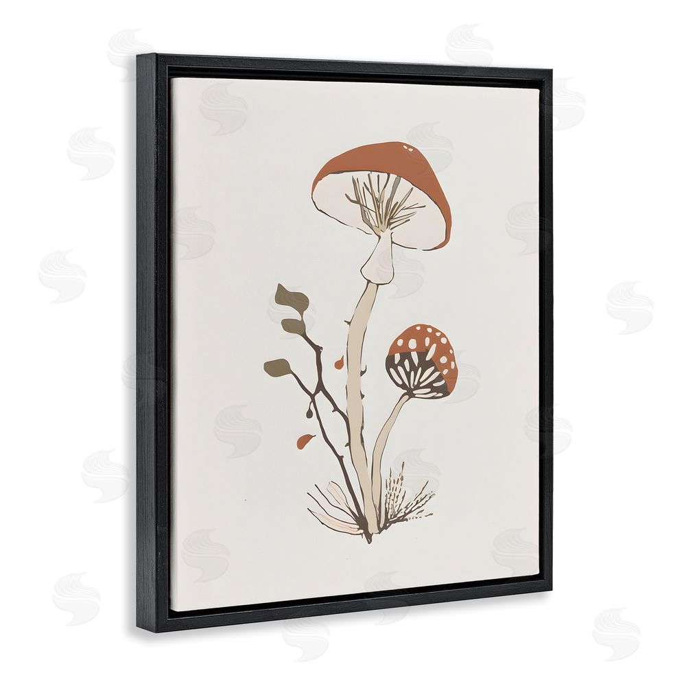 Petal Prints Design Minimal Amanita Mushroom Black Floating Frame Canvas Wall Art Print