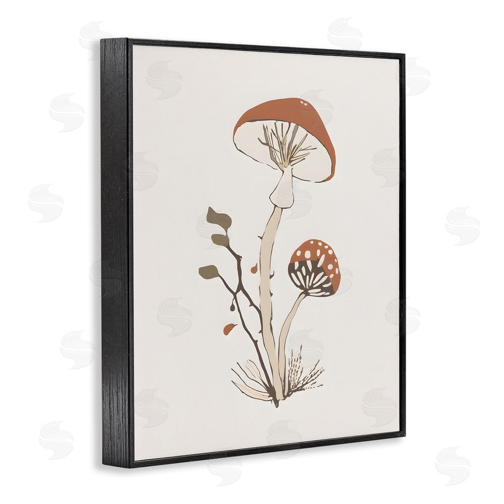 Petal Prints Design Minimal Amanita Mushroom Black Framed Giclee Wall Art Print