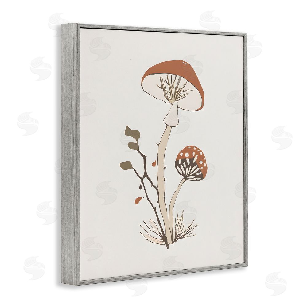Petal Prints Design Minimal Amanita Mushroom Gray Framed Giclee Wall Art Print