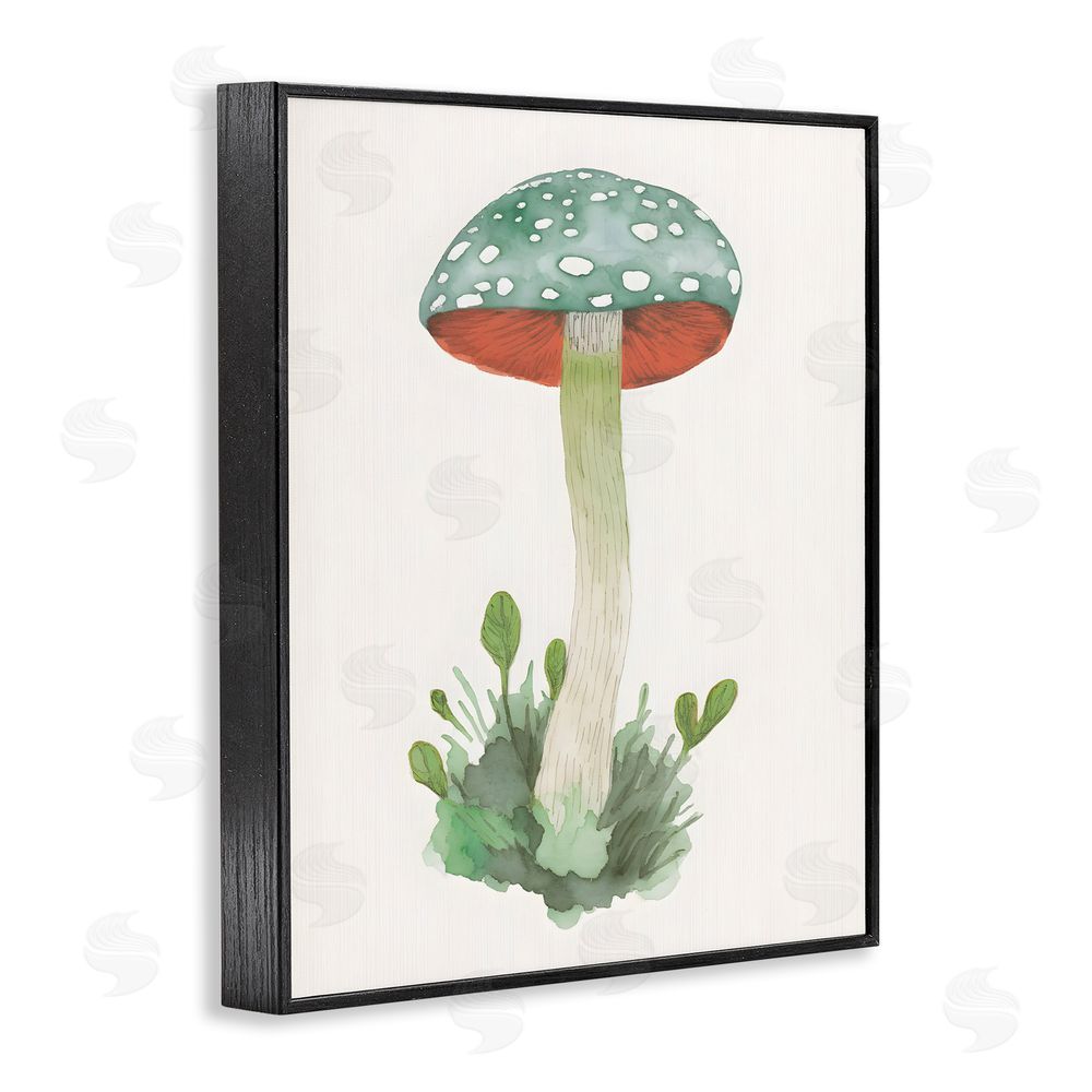Petal Prints Design Spotted Watercolor Mushroom Black Framed Giclee Wall Art Print