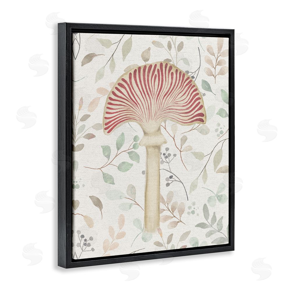 Stupell Studio Soft Botanicals & Mushroom Black Floating Frame Canvas Wall Art Print