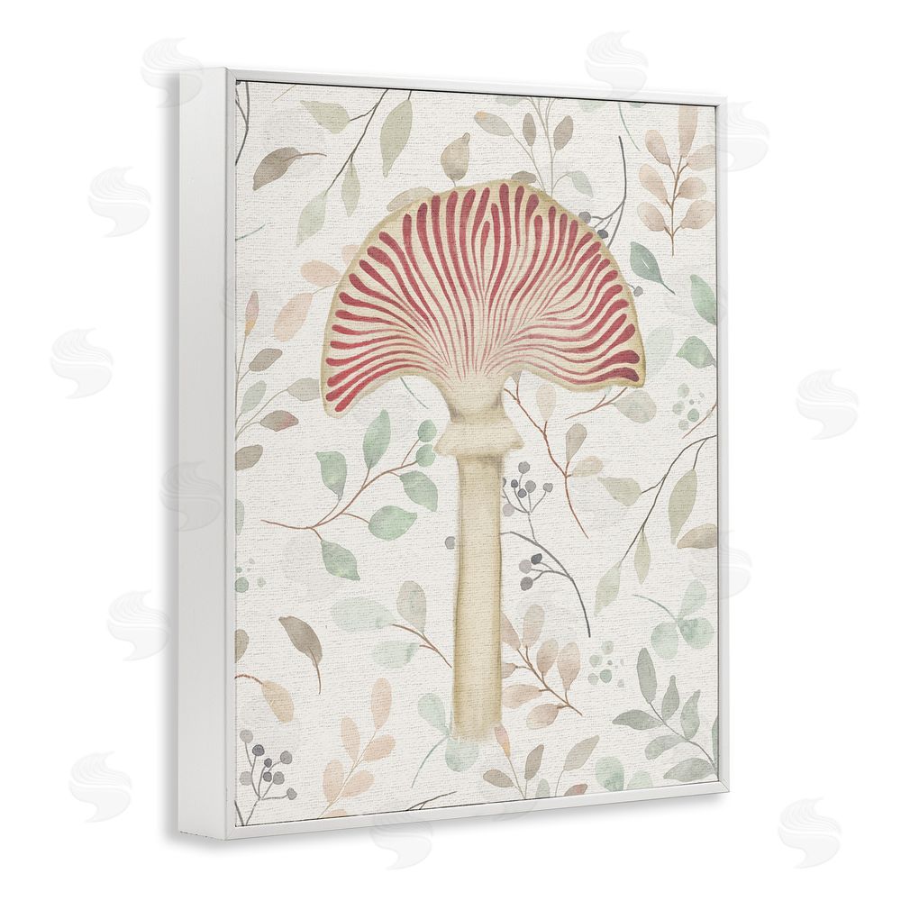 Stupell Studio Soft Botanicals & Mushroom White Framed Giclee Wall Art Print