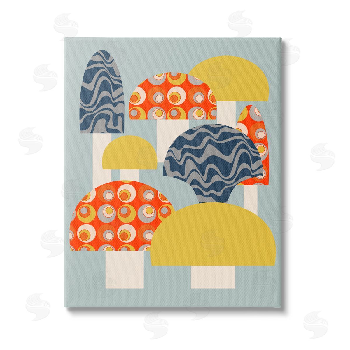 Stupell Studio Fun Patterned Mushrooms Stretched Canvas Wall Art Print