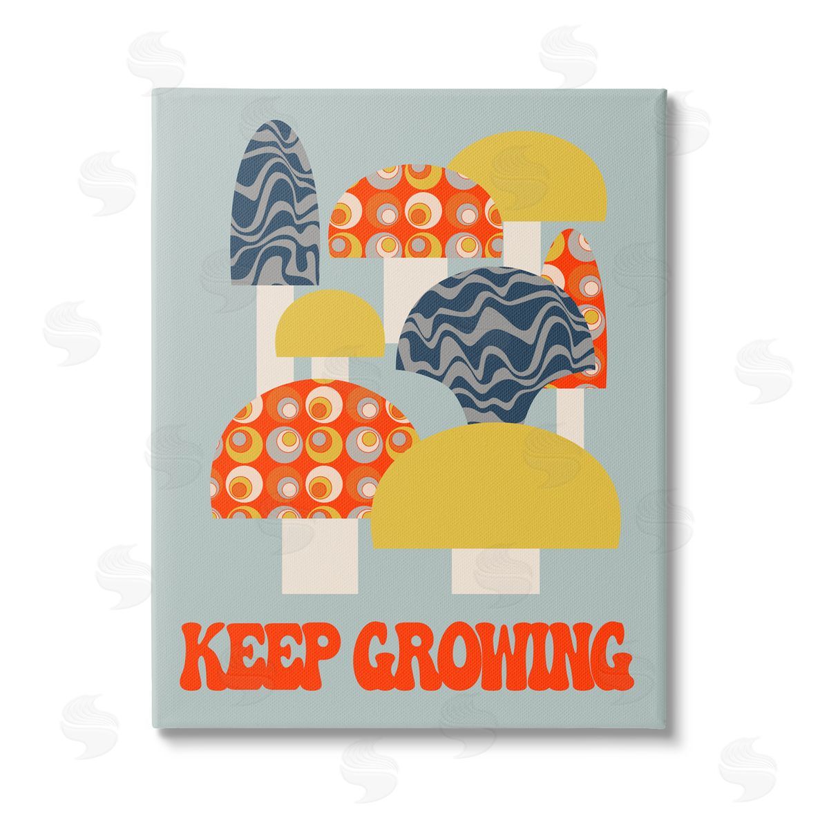 Stupell Studio Keep Growing Retro Mushrooms Stretched Canvas Wall Art Print