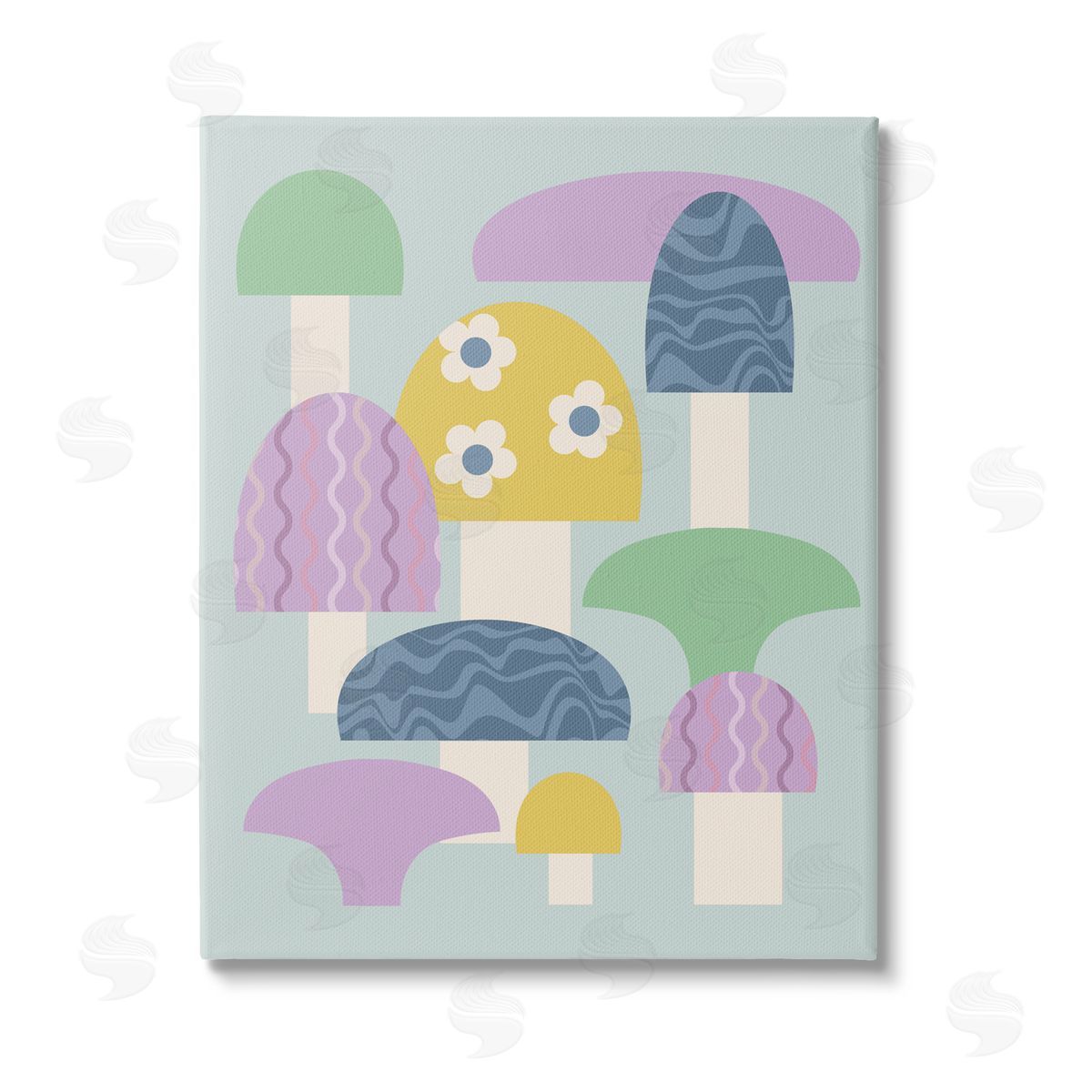 Stupell Studio Pastel Retro Mushrooms Stretched Canvas Wall Art Print