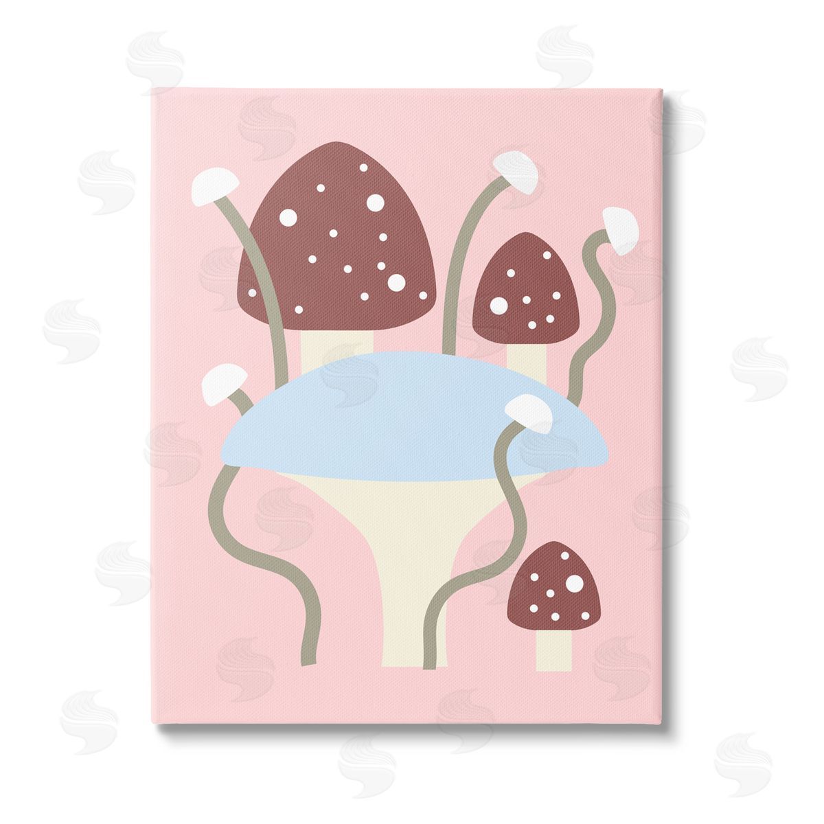 Stupell Studio Fun Mushrooms on Pink Stretched Canvas Wall Art Print