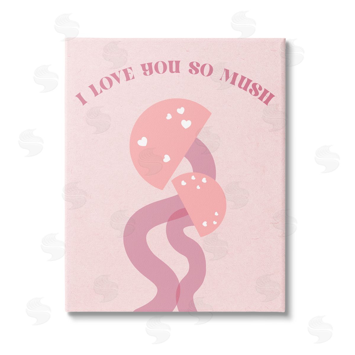 Stupell Studio Love You Pink Mushrooms Stretched Canvas Wall Art Print