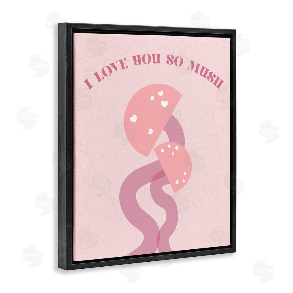 Stupell Studio Love You Pink Mushrooms Black Floating Frame Canvas Wall Art Print