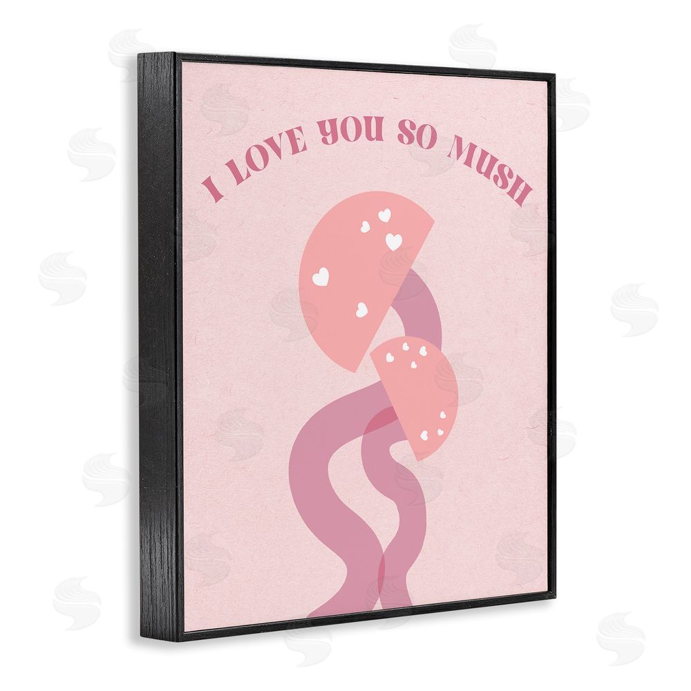 Stupell Studio Love You Pink Mushrooms Black Framed Giclee Wall Art Print