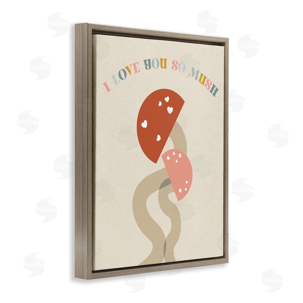 Stupell Studio Love you So Mush Brown Floating Frame Canvas Wall Art Print