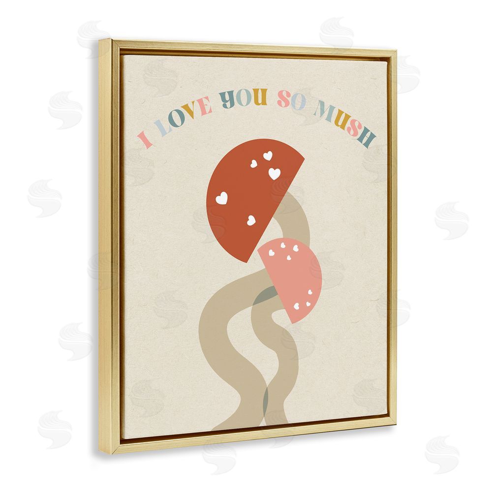 Stupell Studio Love you So Mush Gold Floating Frame Canvas Wall Art Print