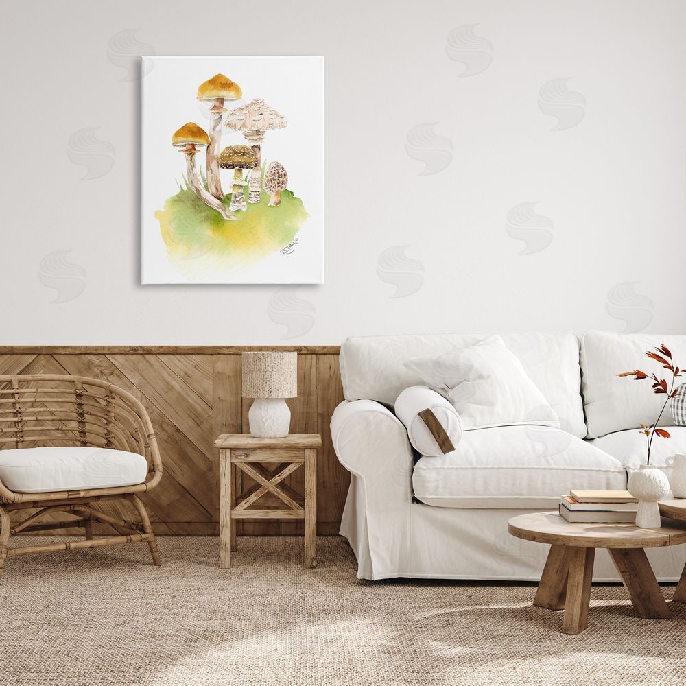 Two If By Sea Studios Sprouting Brown Mushrooms Canvas Wall Art Print in Room