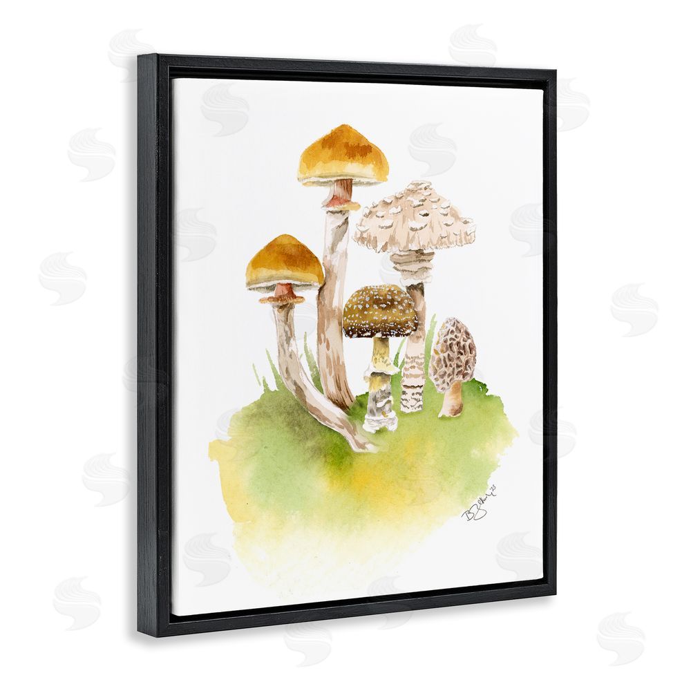 Two If By Sea Studios Sprouting Brown Mushrooms Black Floating Frame Canvas Wall Art Print