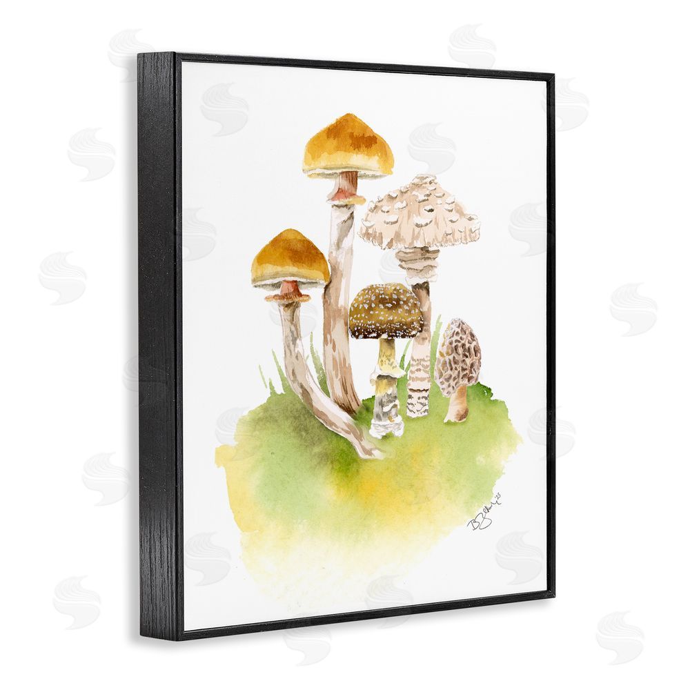 Two If By Sea Studios Sprouting Brown Mushrooms Black Framed Giclee Wall Art Print