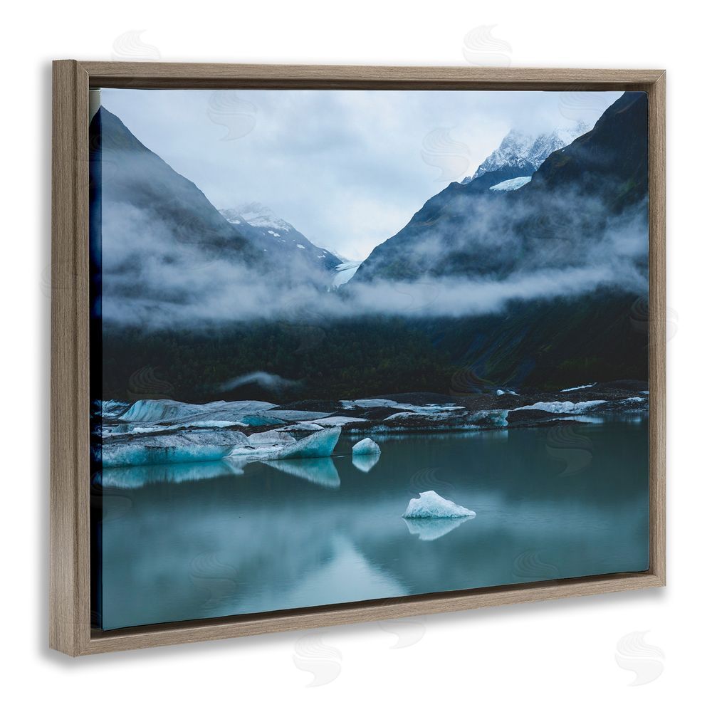 Daniel Sproul Foggy Icebergs on Lake Brown Floating Frame Canvas Wall Art Print