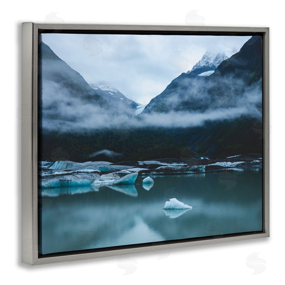 Daniel Sproul Foggy Icebergs on Lake Grey Floating Frame Canvas Wall Art Print
