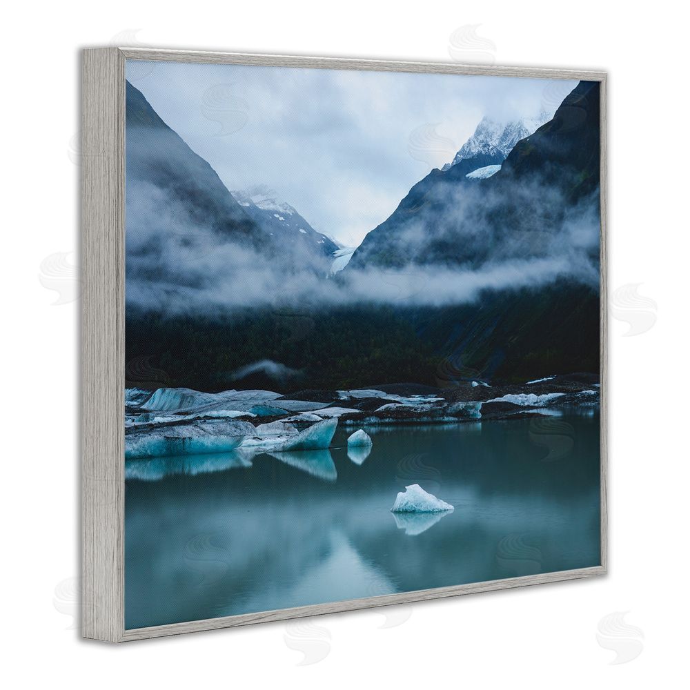 Daniel Sproul Foggy Icebergs on Lake Gray Framed Giclee Wall Art Print