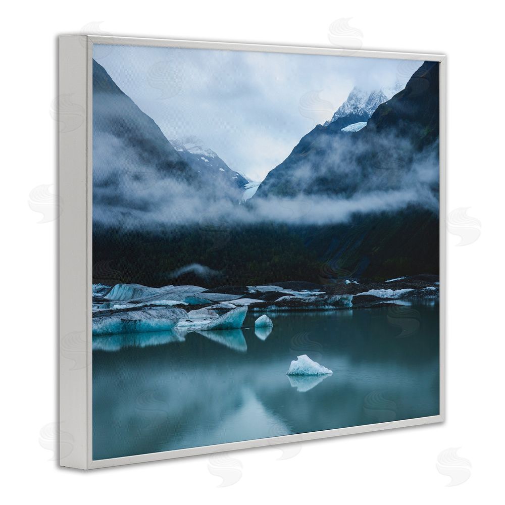 Daniel Sproul Foggy Icebergs on Lake White Framed Giclee Wall Art Print
