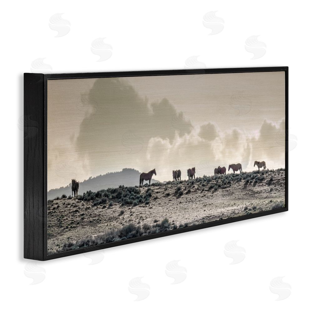 Danita Delimont Horses in Vast Landscape Black Framed Giclee Wall Art Print