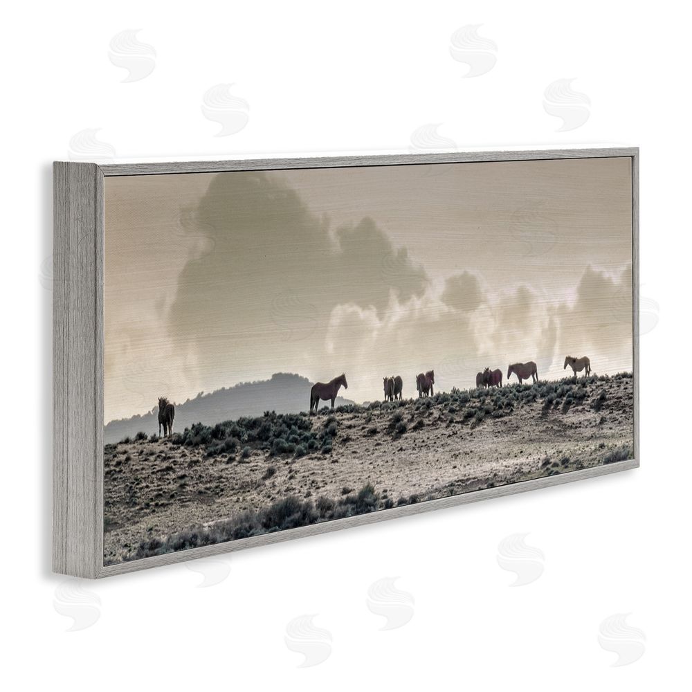 Danita Delimont Horses in Vast Landscape Gray Framed Giclee Wall Art Print