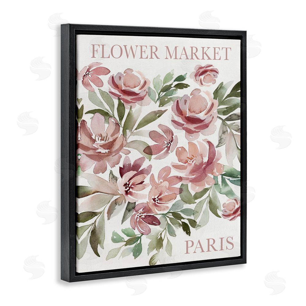 Kristen Brockmon Paris Flower Market Black Floating Frame Canvas Wall Art Print