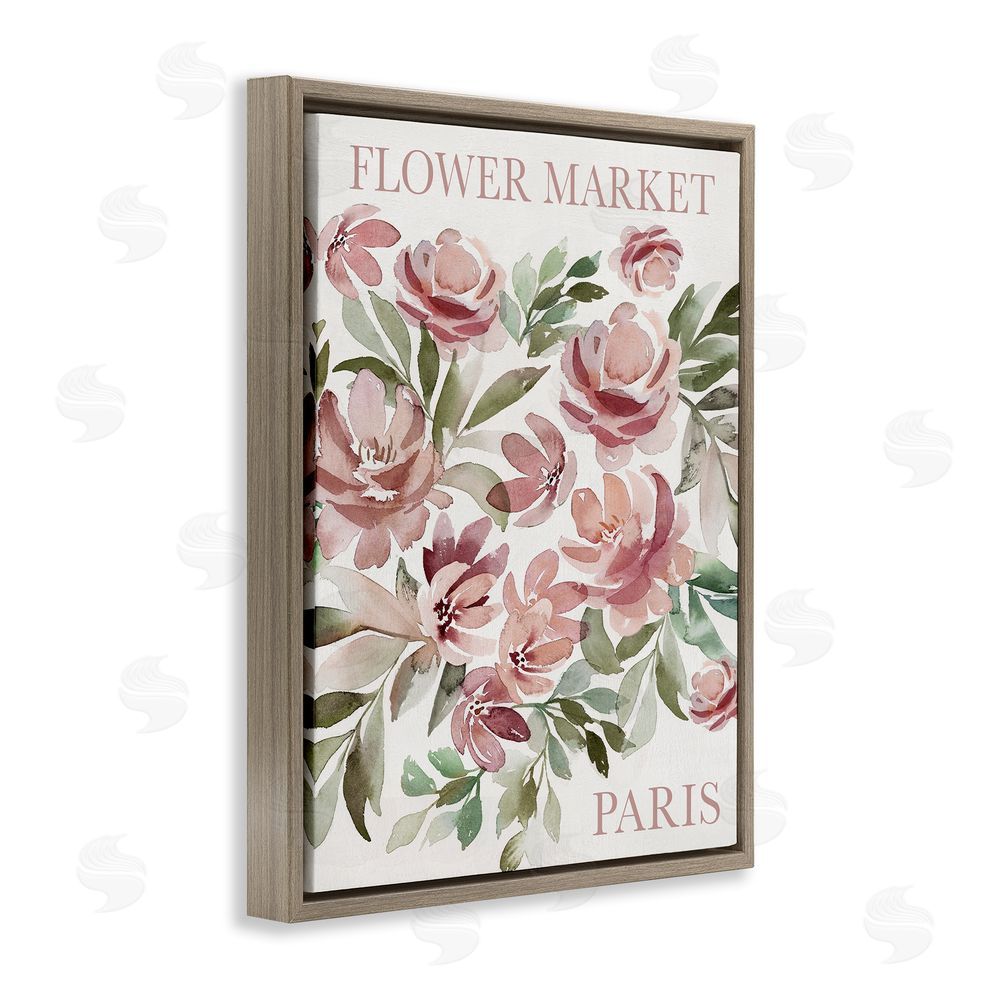 Kristen Brockmon Paris Flower Market Brown Floating Frame Canvas Wall Art Print