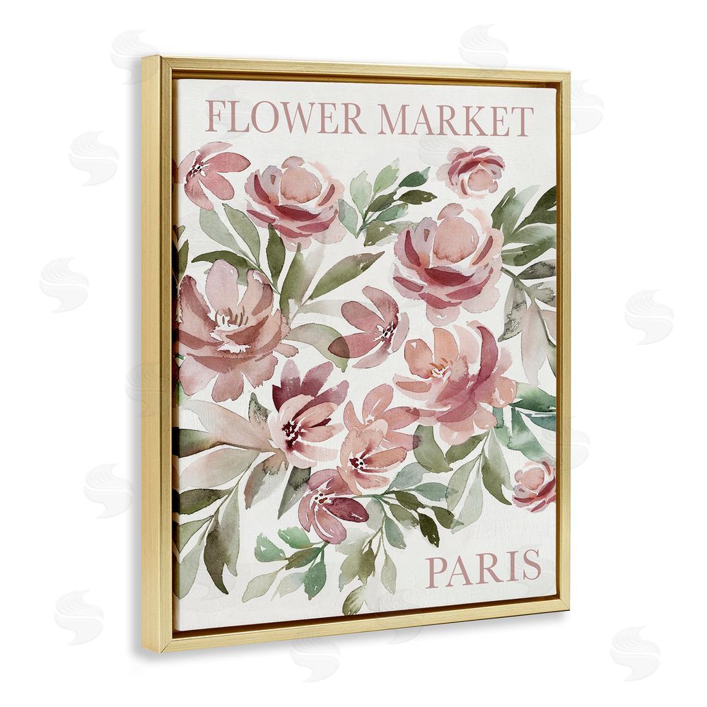 Kristen Brockmon Paris Flower Market Gold Floating Frame Canvas Wall Art Print