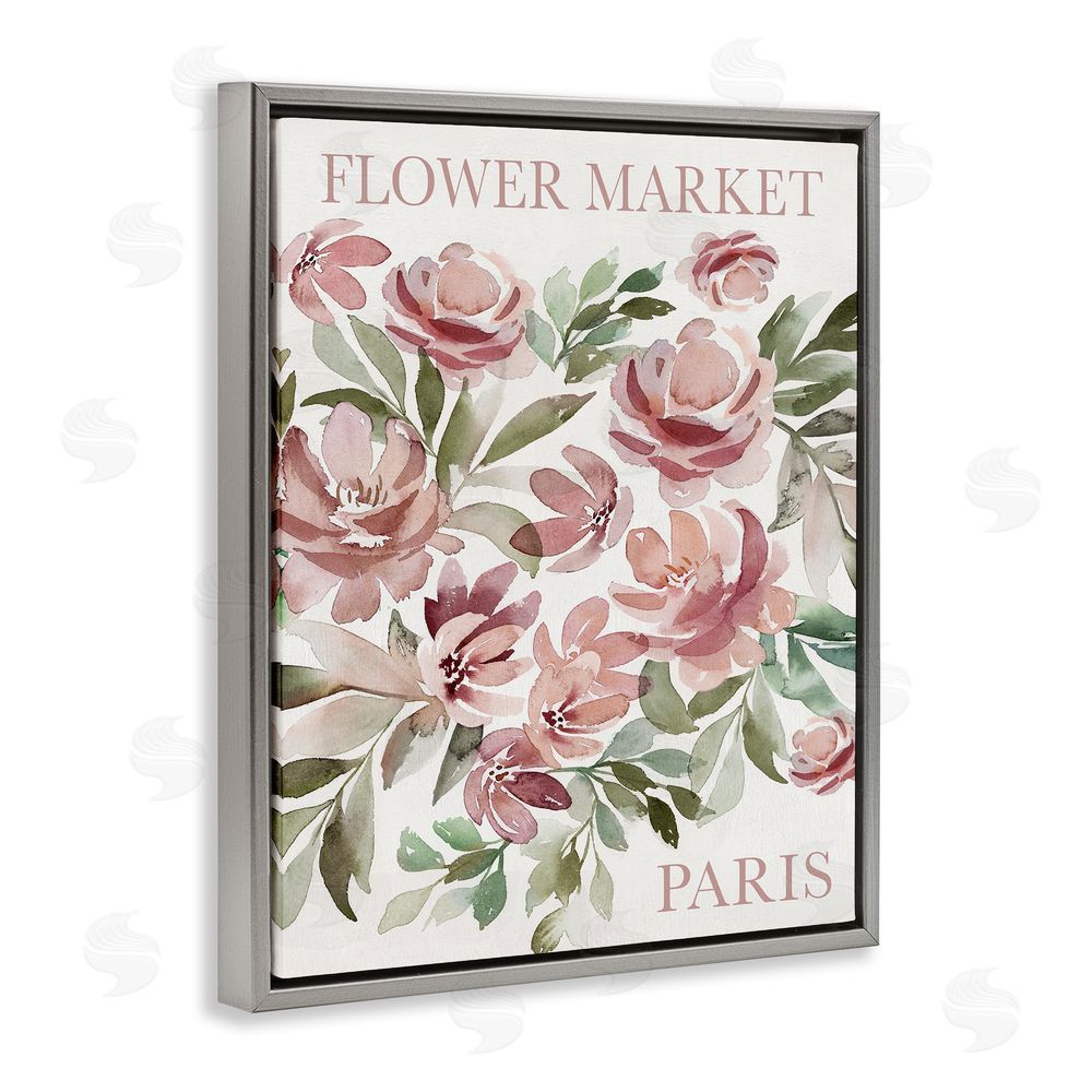 Kristen Brockmon Paris Flower Market Grey Floating Frame Canvas Wall Art Print
