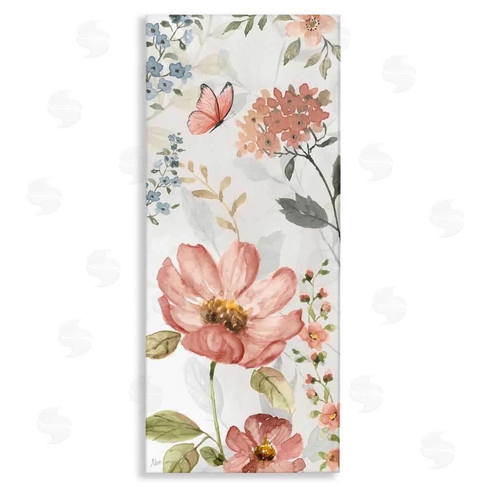 Nan Blossom & Butterfly Pattern Stretched Canvas Wall Art Print