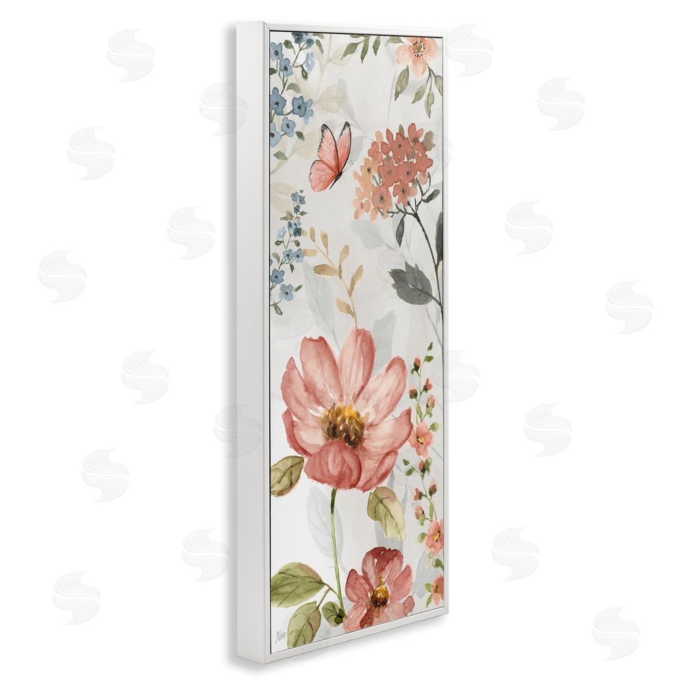 Nan Blossom & Butterfly Pattern White Framed Giclee Wall Art Print