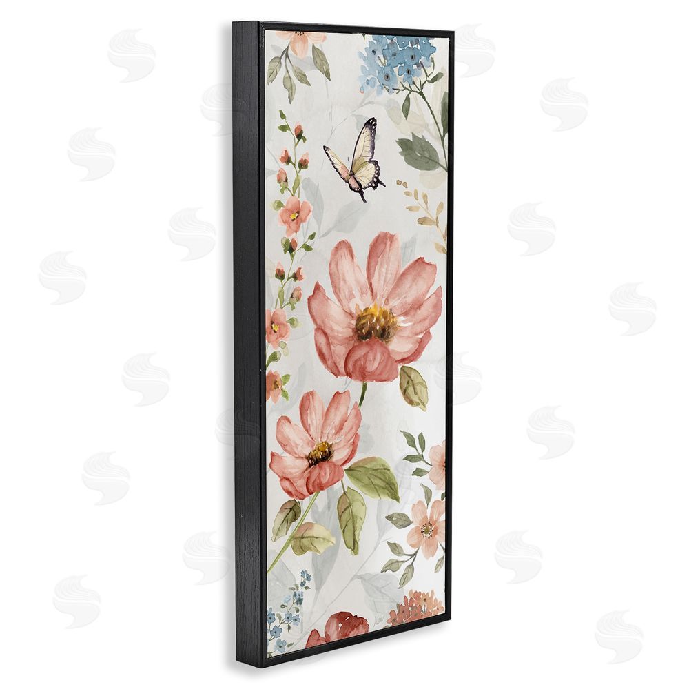 Nan Garden Blossoms Pattern Black Framed Giclee Wall Art Print