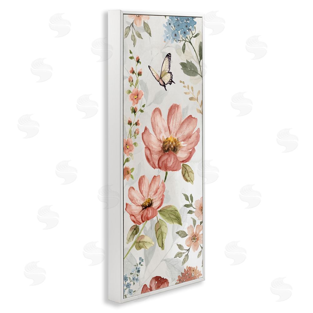 Nan Garden Blossoms Pattern White Framed Giclee Wall Art Print