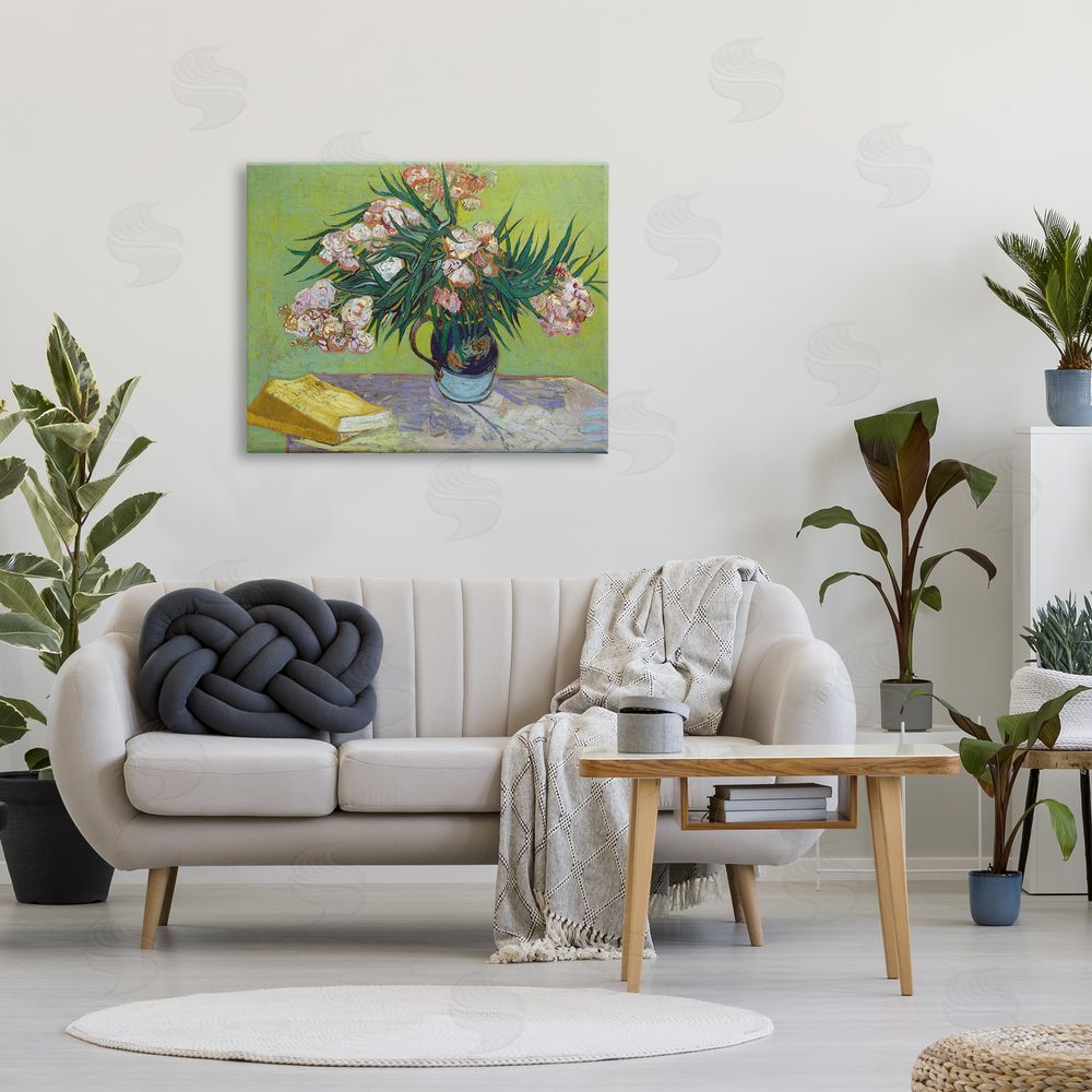Vincent Van Gogh Classic Flowers & Books Canvas Wall Art Print in Room