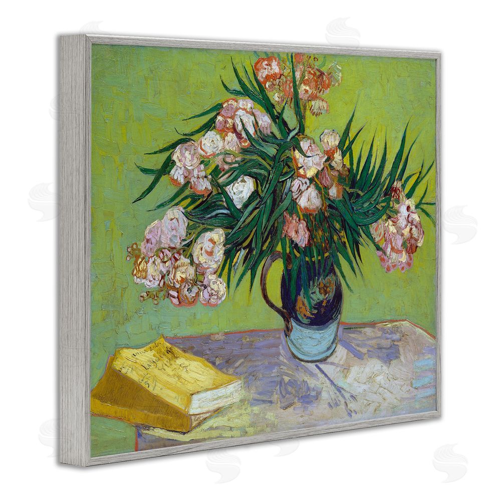 Vincent Van Gogh Classic Flowers & Books Gray Framed Giclee Wall Art Print