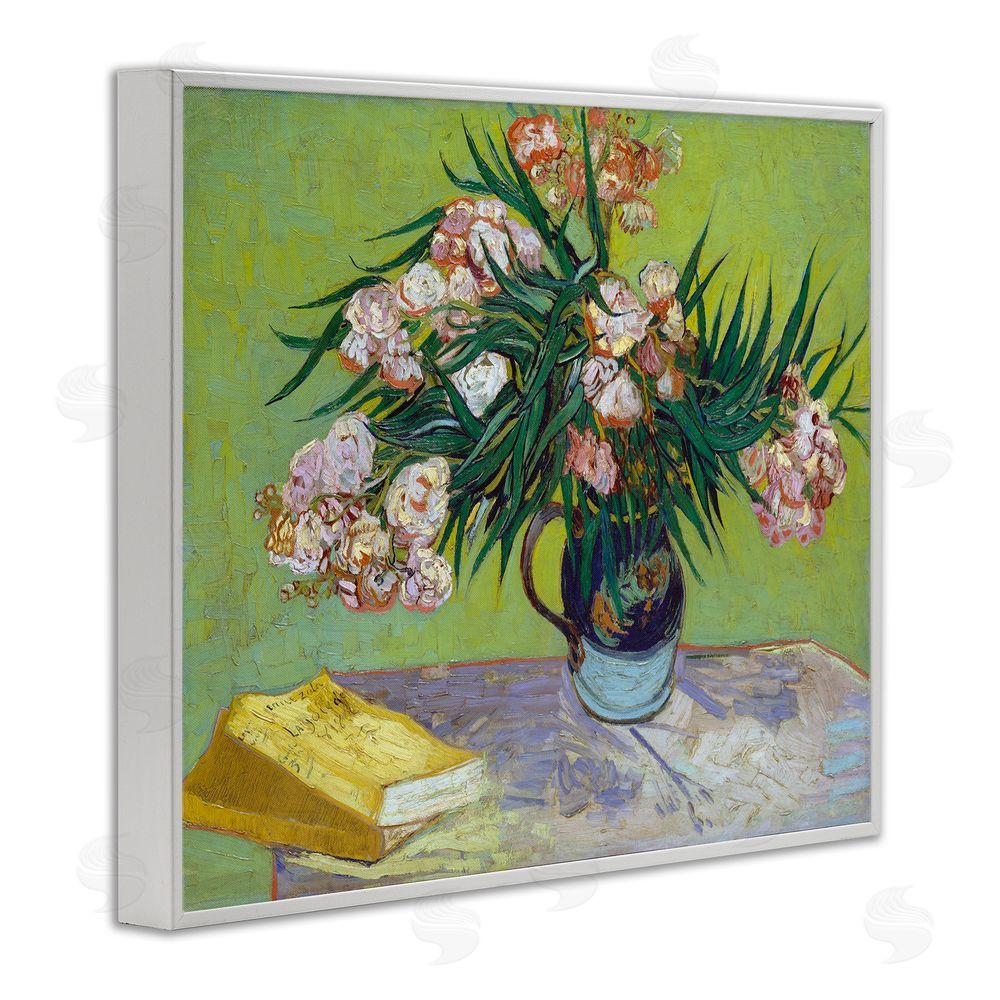 Vincent Van Gogh Classic Flowers & Books White Framed Giclee Wall Art Print